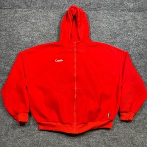 Comfrt Womens Red Oversized Full Zip Hoodie Fleece Lined Sweatshirt Large
